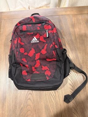 Adidas Black and Red Patterned Men's Backpack